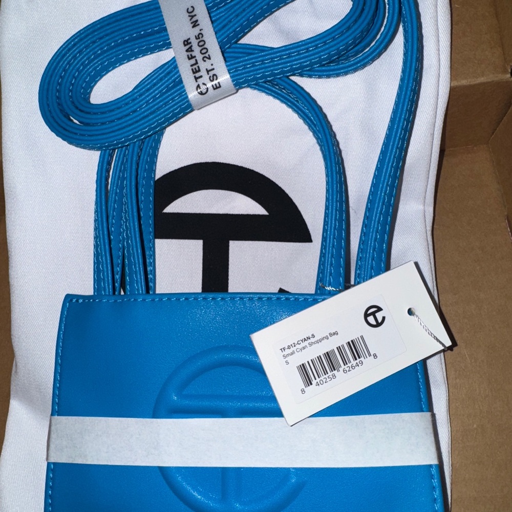 Small Telfar Blue Shopping Bag Cyan